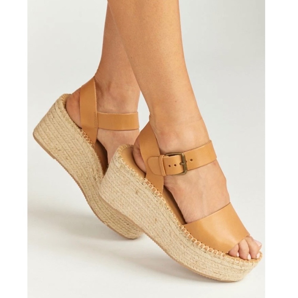 Soludos Minorca Platform Wedge Espadrille Leather Sandals Summer Boho 8